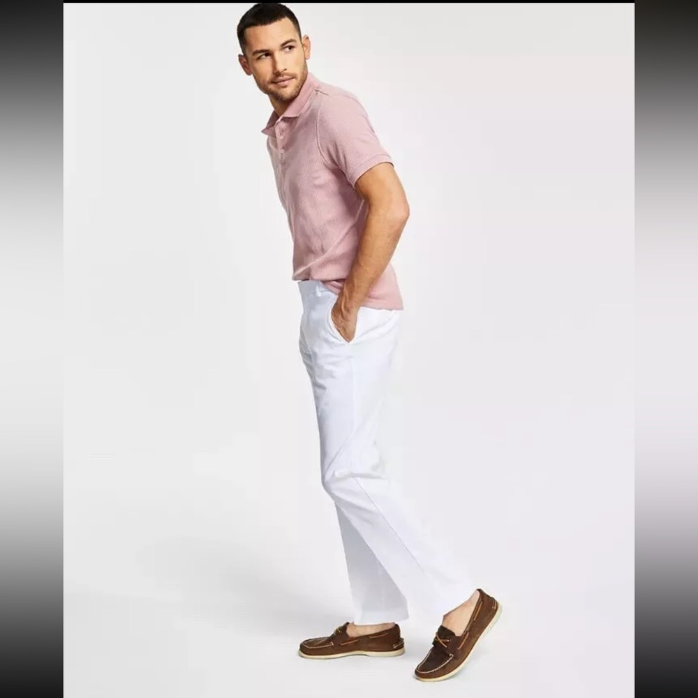SOLD😍Slacks-Men's Modern-Fit TH Flex Stretch Comfort Solid Pants-White
